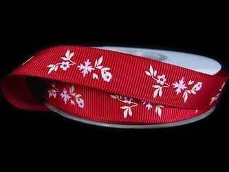 Wstążka 17mm ryps GAŁĄZKA czerwona