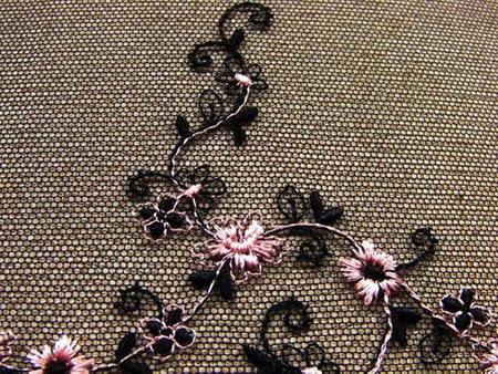 Koronka 18cm tiulowa czarno-różowa