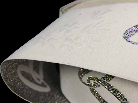 Taśma 40mm żakard OBRĄCZKI srebrna