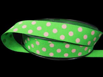 Wstążka 15mm ryps KROPKI pistacjowa