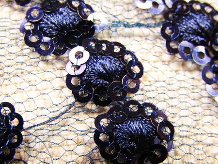 Koronka tiulowa z cekinem granat