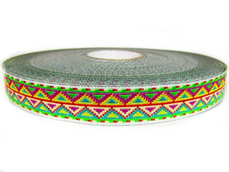 Taśma 16mm żakard Aztec neon zielona