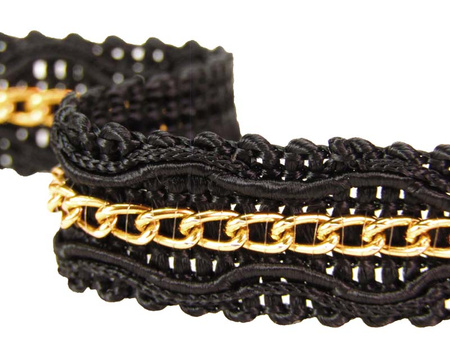 Taśma 1,5cm ozdobna z łańcuszkiem czarna