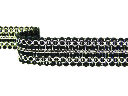 Taśma 1,8cm ozdobna czarno-srebrna