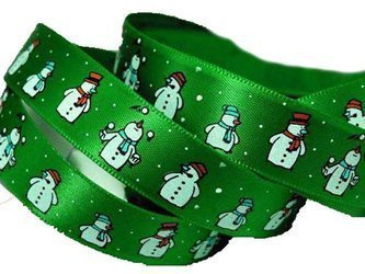 Wstążka 18mm atłas SNOWMAN zielona
