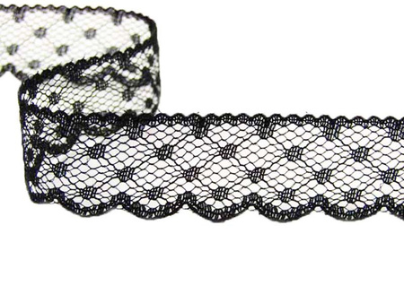 Koronka 2cm stabilna DOTS czarna