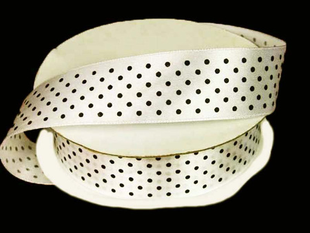 Wstążka 25mm atłas KROPECZKI ivory