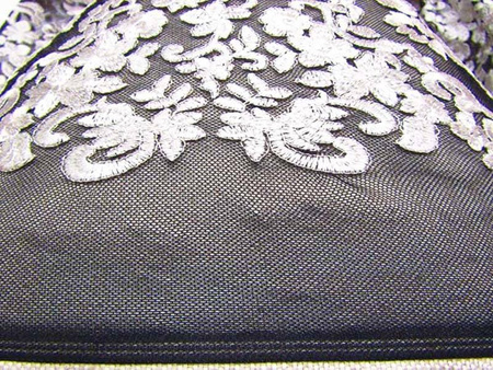 Koronka 140cm tiulowa srebrna