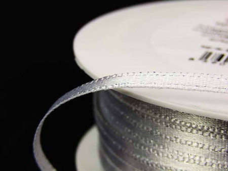 Wstążka 3mm atłas REXOR srebrna