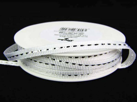 Taśma 0,5cm ryps stebnowana lurex biało_srebrna