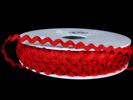 Taśma 6mm zygzak wiskoza czerwona