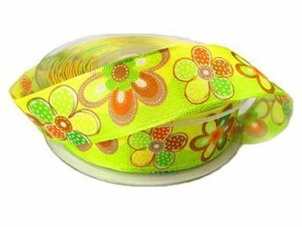 Wstążka 25mm tafta FLEURS pistacja