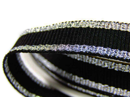 Taśma 9mm ryps LAMPAS czarno-srebrna