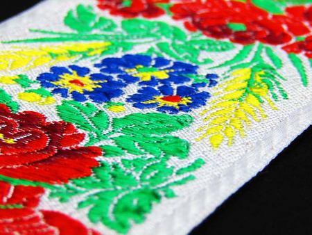 Taśma 70mm żakard RÓŻA biała