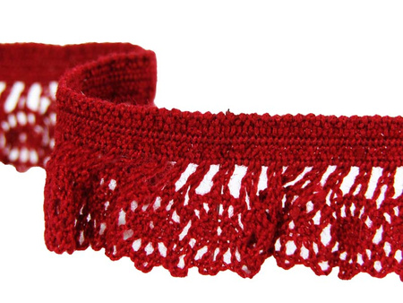 Falbanka 18mm elastyczna bawełna bordo