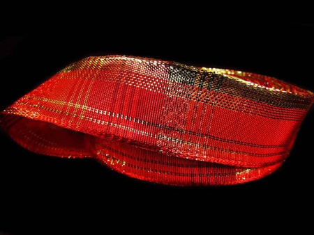 Wstążka 25mm tafta KRATKA czerwona