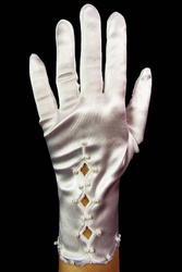 Rękawiczka satyna koralik biała