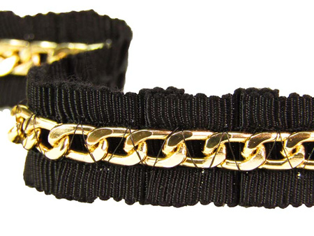 Taśma 1,5cm plisowany ryps z łańcuchem czarna