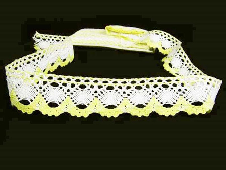 Koronka 3,5cm bawełniana biało-cytrynowa