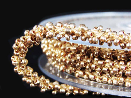 Taśma koralikowa złota