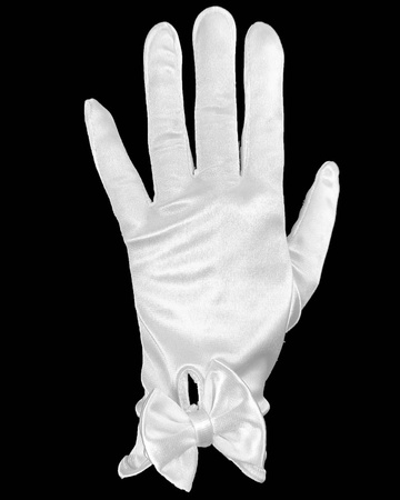 Rękawiczka satyna kokardka biała