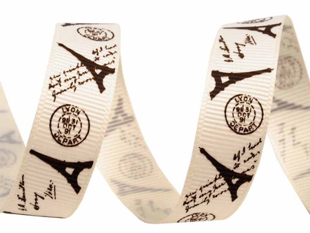 Wstążka 16mm ryps PARIS ecru