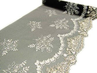 Koronka 18cm tiulowa czarno-biała