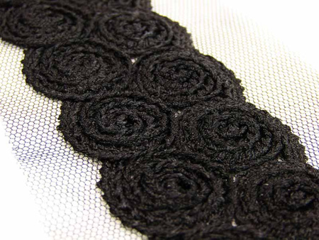Taśma 3,5cm tiulowa ESY-FLORESY czarna