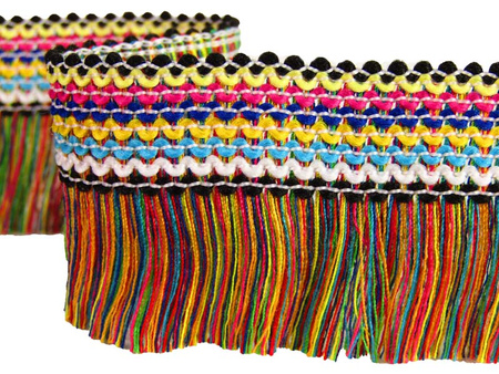 Taśma 4,2cm frędzel multi-kolor