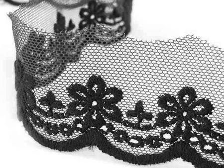 Koronka 4cm tiulowa czarna