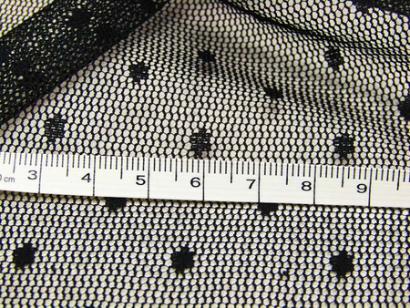 Tiul 150cm miękki KROPKA czarny