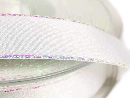 Wstążka 15mm atłas REXOR OPAL biała