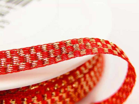 Wstążka 5mm lurex czerwono-złota