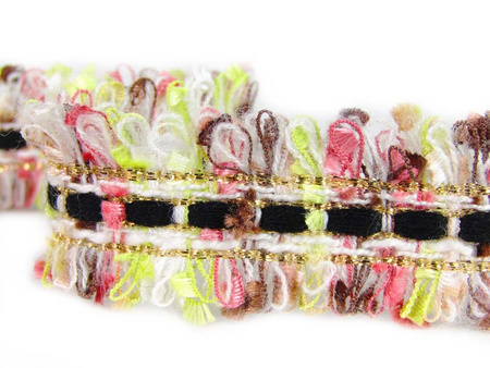 Taśma 2,5cm ozdobna "CHANEL" limonkowa