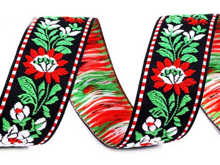 Taśma 23mm żakard KWIAT czarna