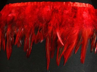 Taśma 12cm piórowa podpalana czerwień