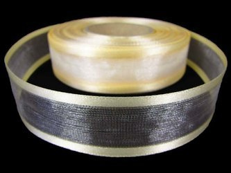 Wstążka 25mm organtyna LAMÓWKA krem