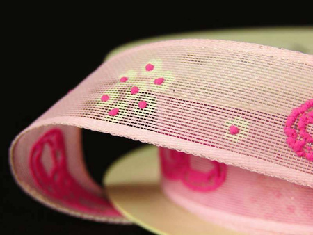 Wstążka 16mm organtyna OBRĄCZKI róż