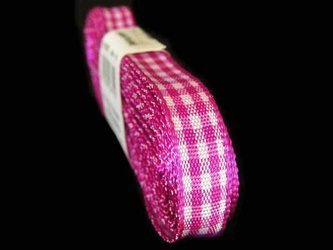 Wstążka 10mm kratka fuksja