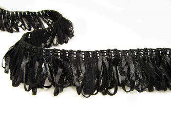 Taśma 4cm FRĘDZEL elastyczna atłas & tiul czarna