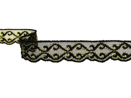 Koronka 1,6cm tiulowa czarno-złota