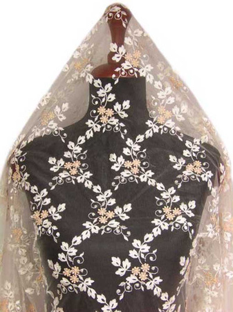 Koronka 95cm tiulowa haft ivory