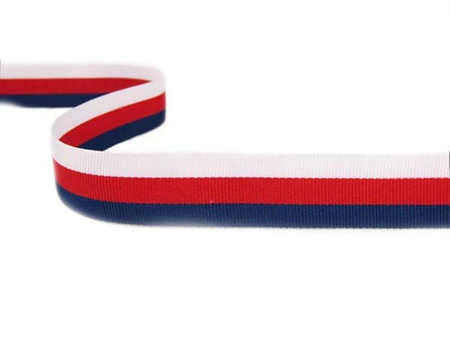 Taśma 20mm ryps LAMPAS biało-czerwono-granatowa