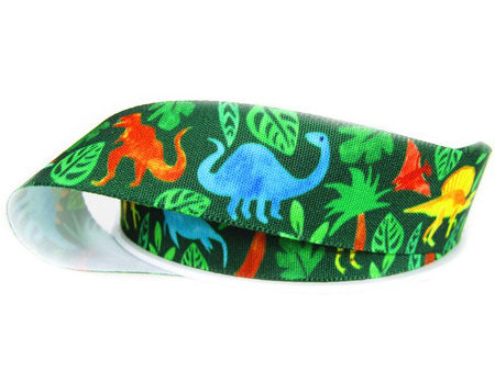Wstążka 25mm tafta DINOSAUR ciemnozielona