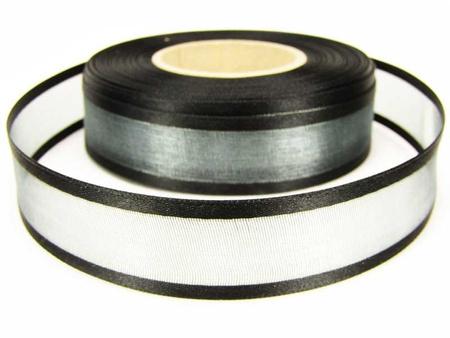 Wstążka 25mm organtyna LAMÓWKA czarna