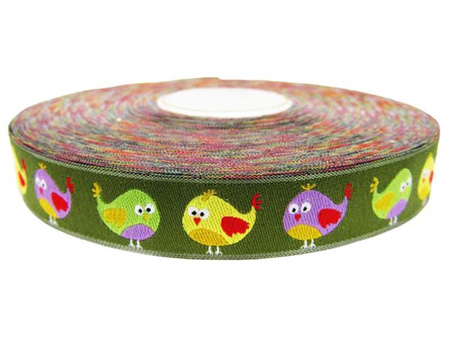 Taśma 15mm żakard WRÓBELEK khaki