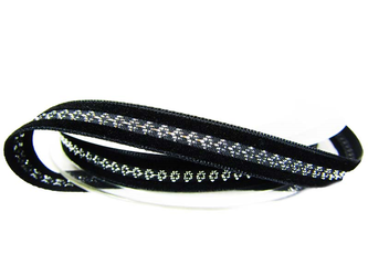 Aksamitka 10mm błyszcząca srebrny zygzak