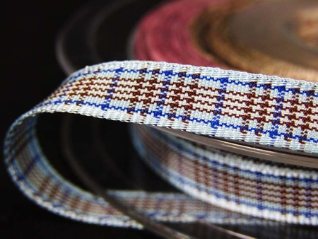 Wstążka 7mm kratka BLACKBERRY błękitna