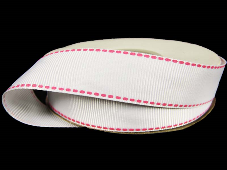 Taśma 2cm ryps stebnowana biała