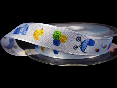 Wstążka 16mm tafta BAMBINI błękitna